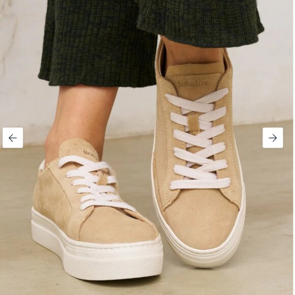 NEW SOLUDOS Suede Ibiza Platform Sneakers in Sand for women 261 4M2T - Picture 7 of 8